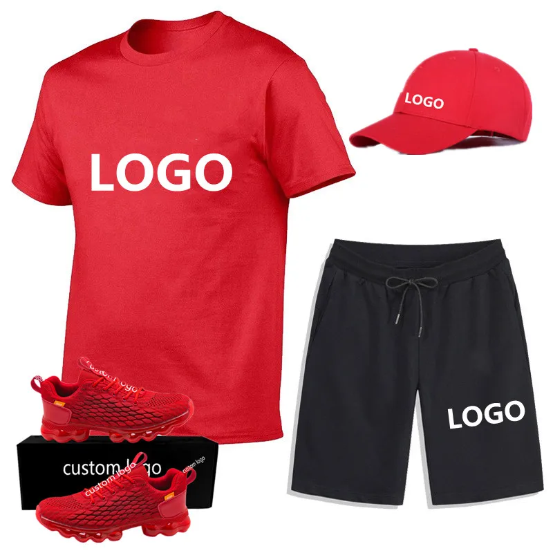 Custom sweatsuits with logo Mens 2021 short sets sweatsuit vendor joggers suits men summer cotton shorts set