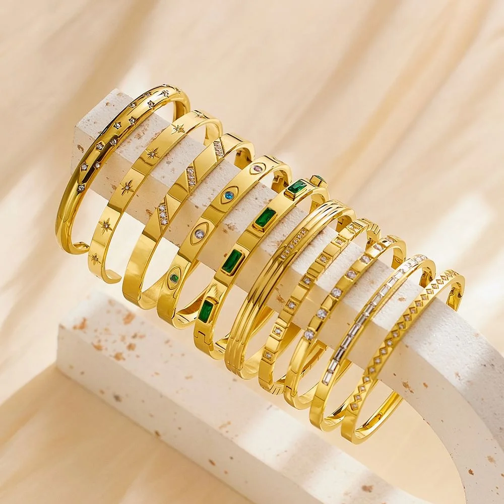 Classic Style Brass Wavy Irregular Texture Surface White Pearl Cuff Bangle Bracelet for Women