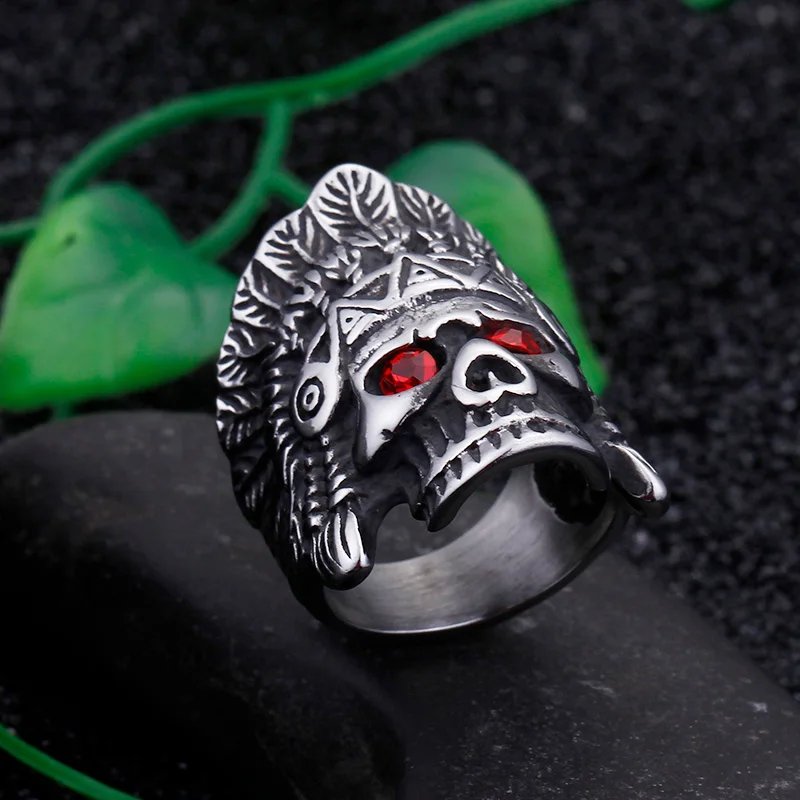 KALEN 316L Stainless Steel Hip Hop Punk Rings Skull Ring For Men