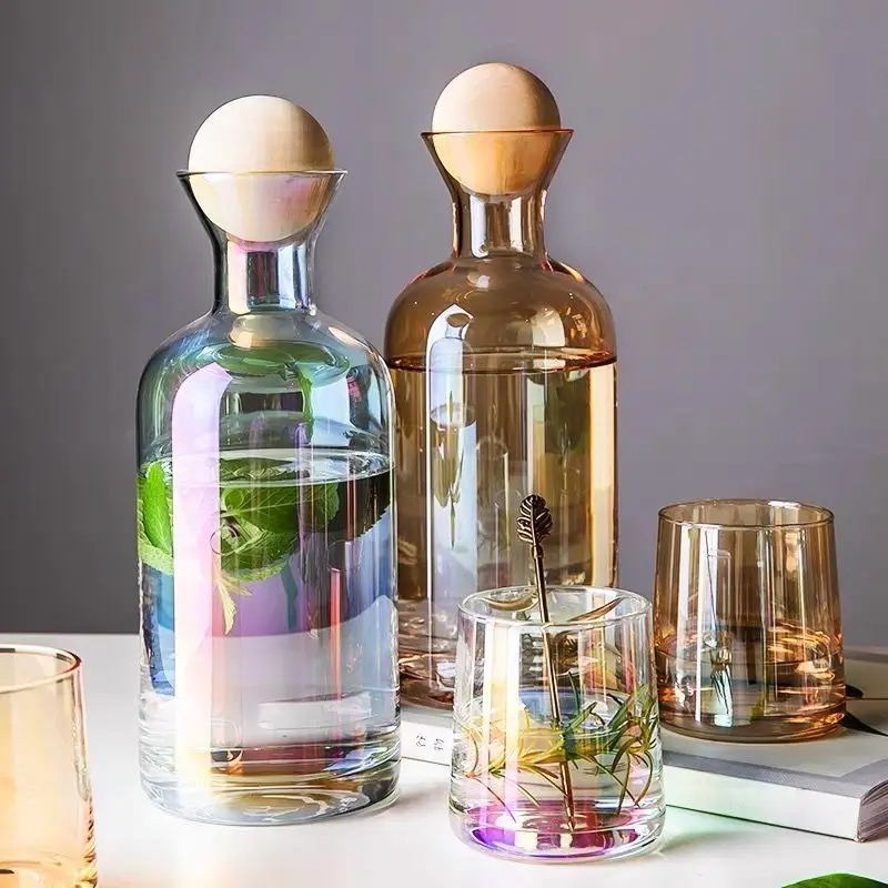 Amazon Hot Seller Ice Tea Glass Water Pitcher Crystal Water Pitcher Set Glass Pitcher with Lid