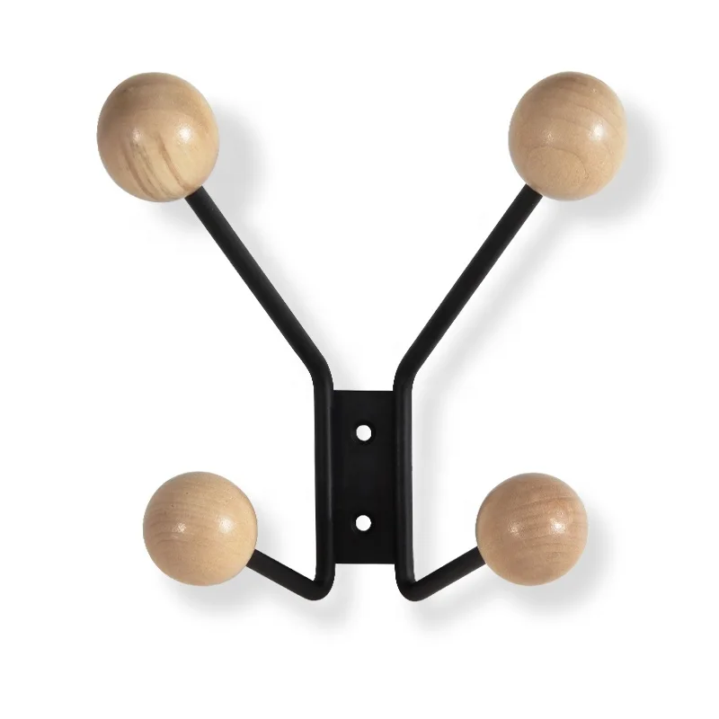 Customized Cheap Wholesale Metal  wooden Hanger Rack Wall Mounted Coat Heavy DutyDecorative Wall Hooks