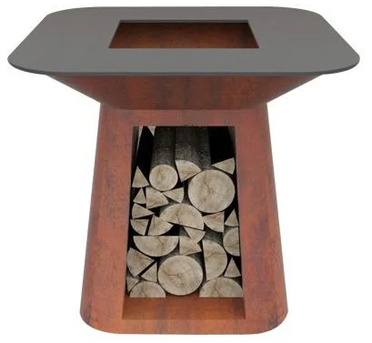 Easy Installation Weathering Steel Fire Pit With Grill Table BBQ