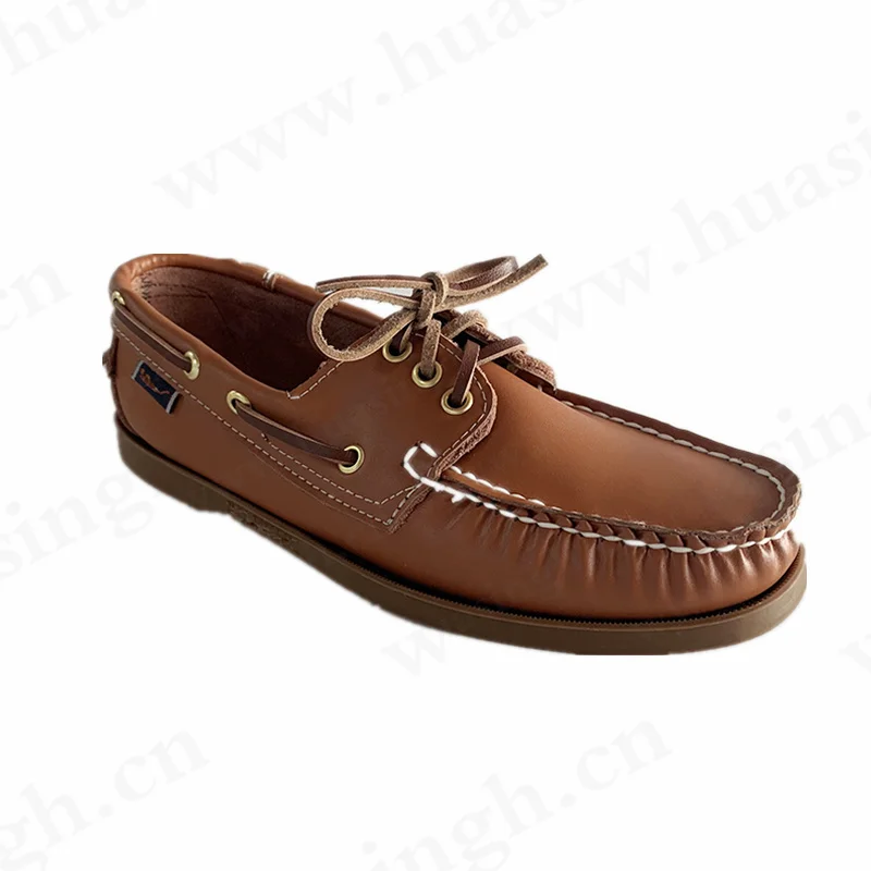 LXG,Egypt market popular brown color leather shoelace penny shoes best selling half insole cheap peas shoes HSW065