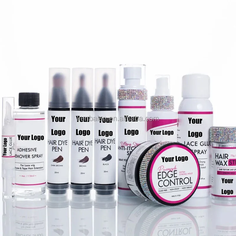 New Arrivals Private Label Lace Glue Waterproof Wax Stick Wig Install Kits Lace Glue Pen Lace Tint Spray Edge Control
