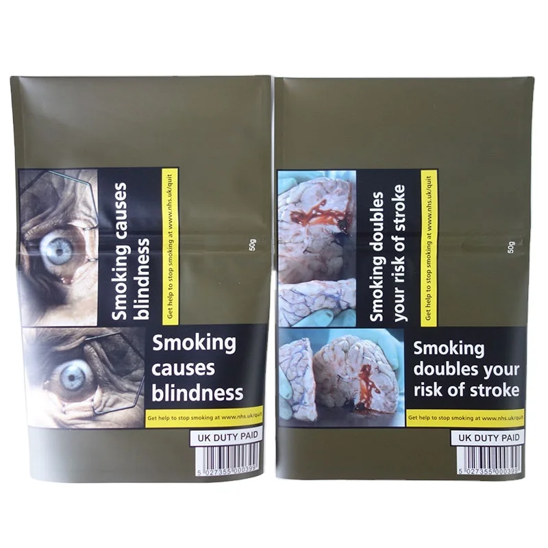 Empty Zipper Leaf Gv Tobacco Packaging Bag Hand Rolling 25g 30g 50g Custom Packaging Tobacco Pouches