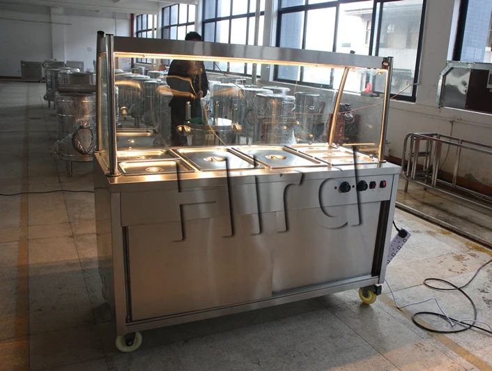 Stainless Steel Cart For Bain Marie Showcase Food Warmer Cabinet Trolley With Wheel