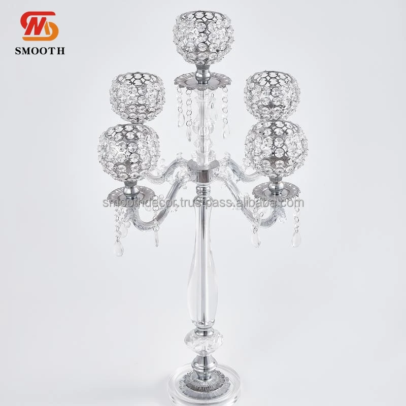 SMOOTH Top Quality  Candle Holder Candle Stick Crystal Centerpiece Candelabra Jewish Menorah Home Decor Wedding Decoration