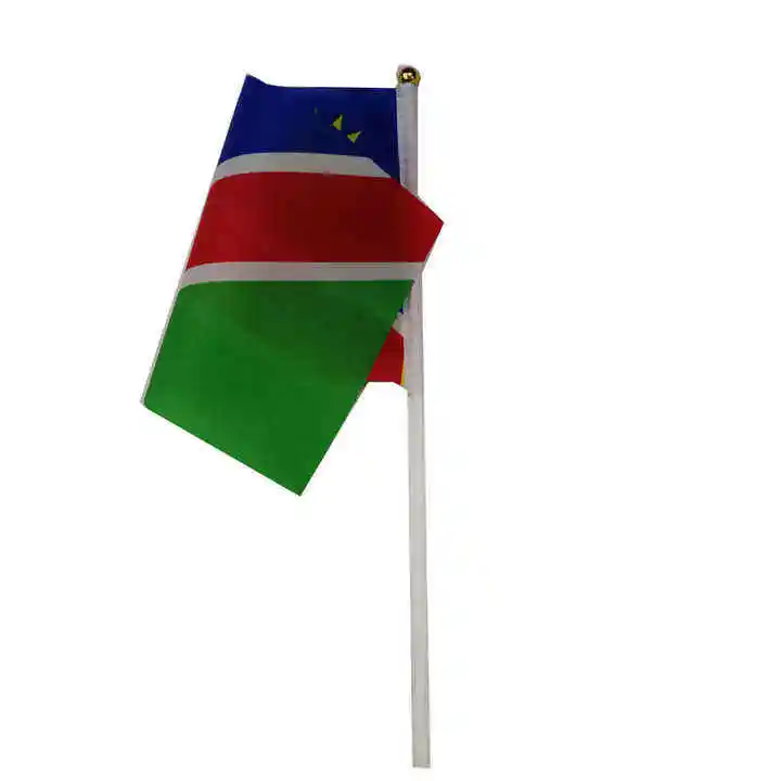 Hot sell wholesale Namibian flag 14x21cm polyester fabric holding the flag Party campaign flags