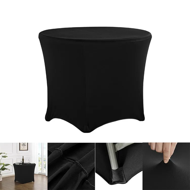 Cheap 6FT Round Stretch Table Covers Party Table Cloth Elastic Spandex Table Cover Wedding Decoration