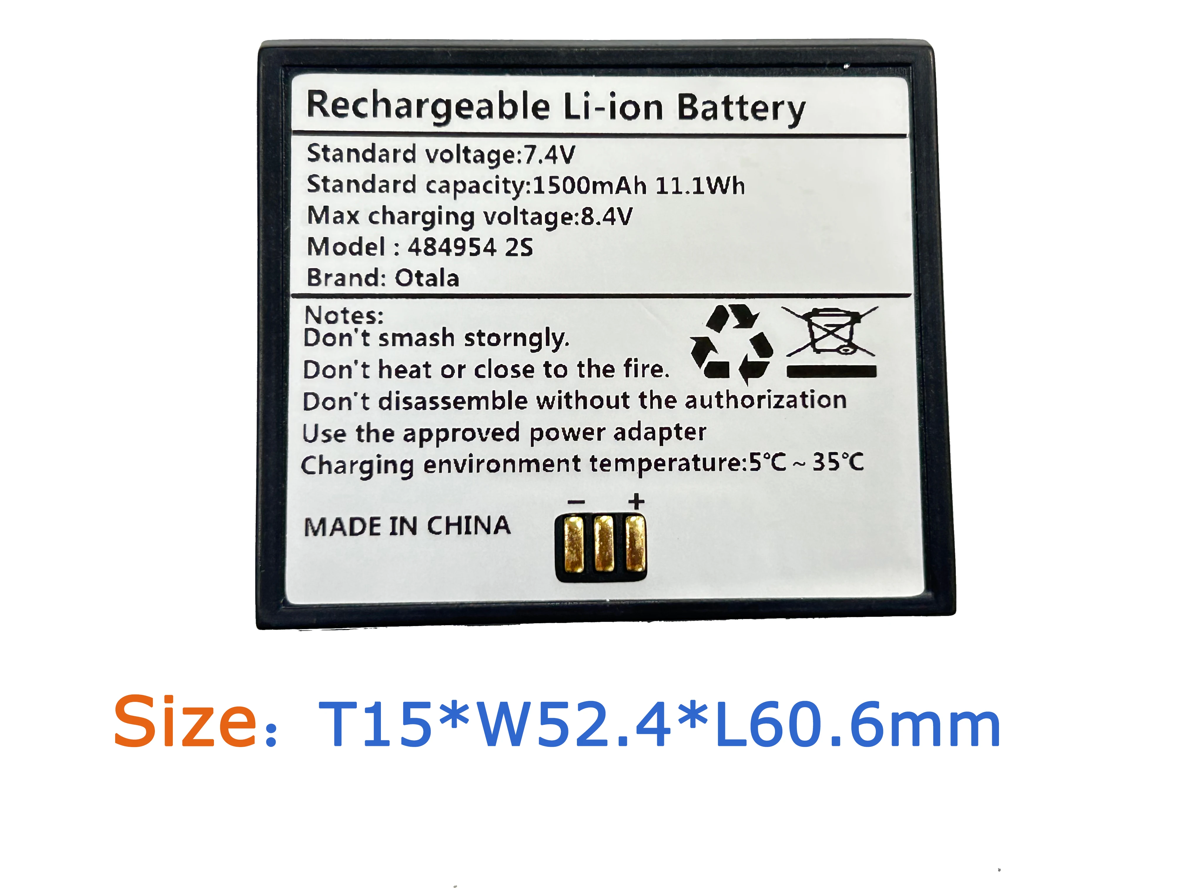484954-1500mah-7. 4 в-достаточная емкость перезаряжаемая полимерная литиевая батарея