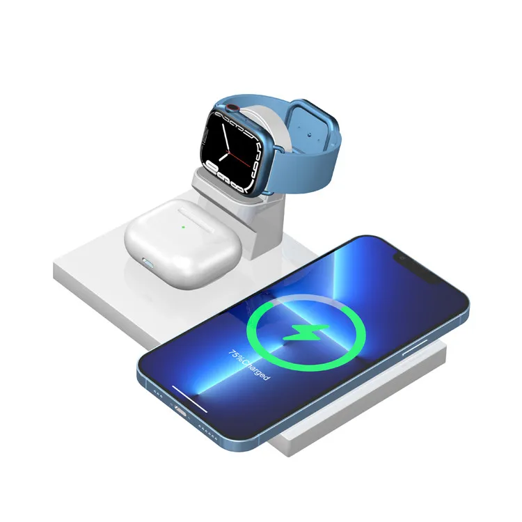 3-in-one 15w Qi Fast Wireless Charger Mobile Phone And Watch Collapsible Wireless Charging Station For Airpods