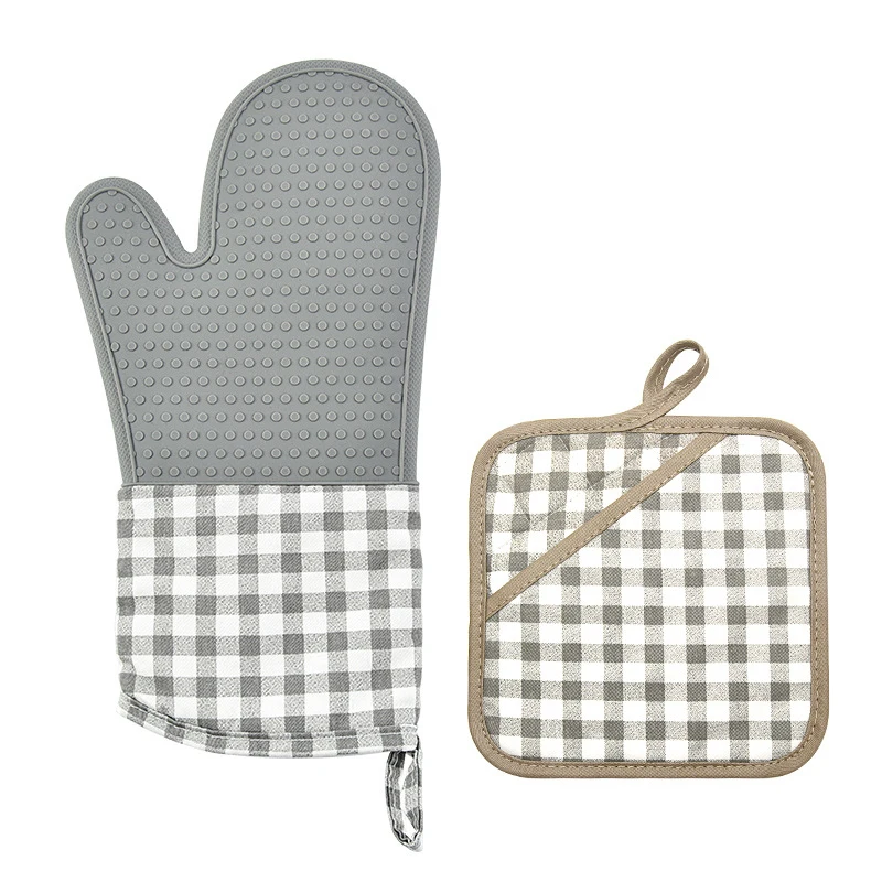 Kitchen Cooking Tools Mittens Silicone Gloves With Heat Pad And Non-Slip Microwave Oven Gloves