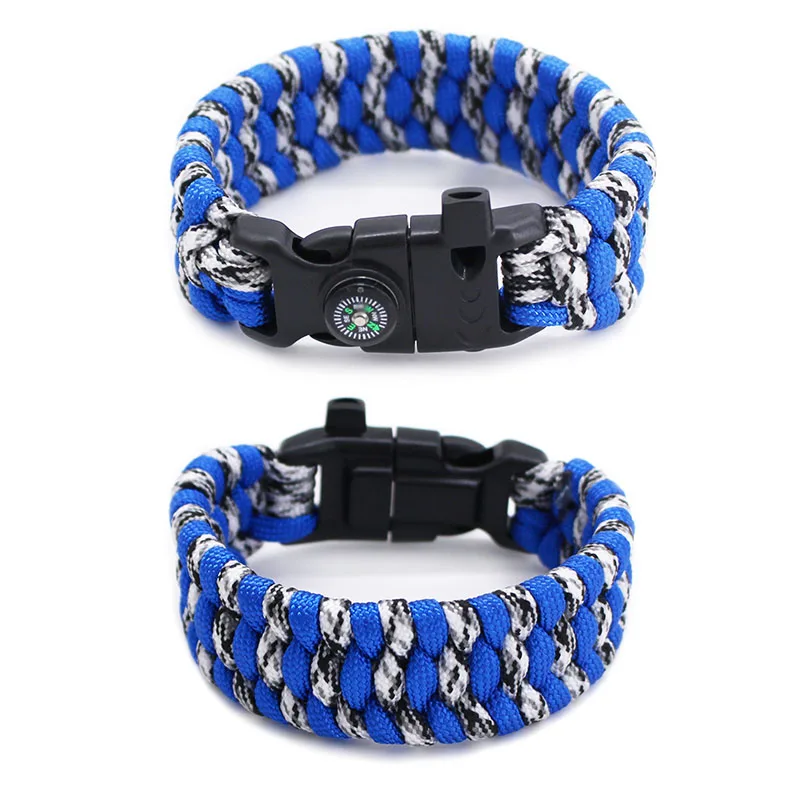
Person Fire Starter Whistle Compass Kit Rescue Paracord Bracelet for Men 