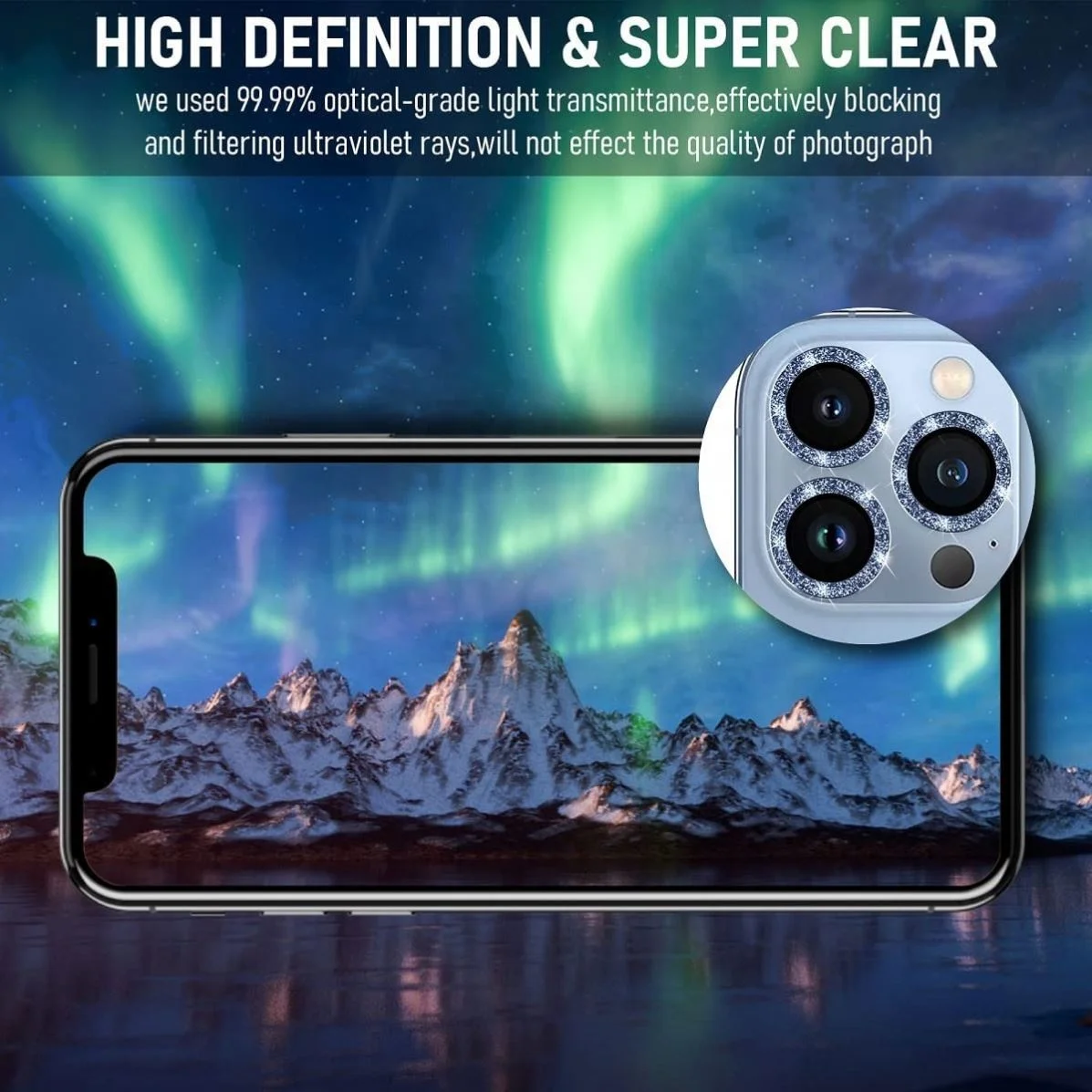 Luxury 3D Glitter Diamond Camera Lens Protector For iPhone 12 11 13 14 Pro Max Protective Cover Tempered Glass Camera Protector
