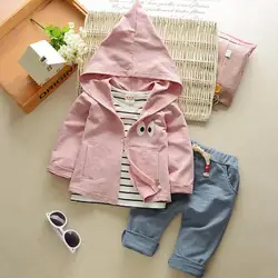 Высококачественная Осенняя детская эксклюзивная одежда, 3 предмета, повседневный комплект детской одежды