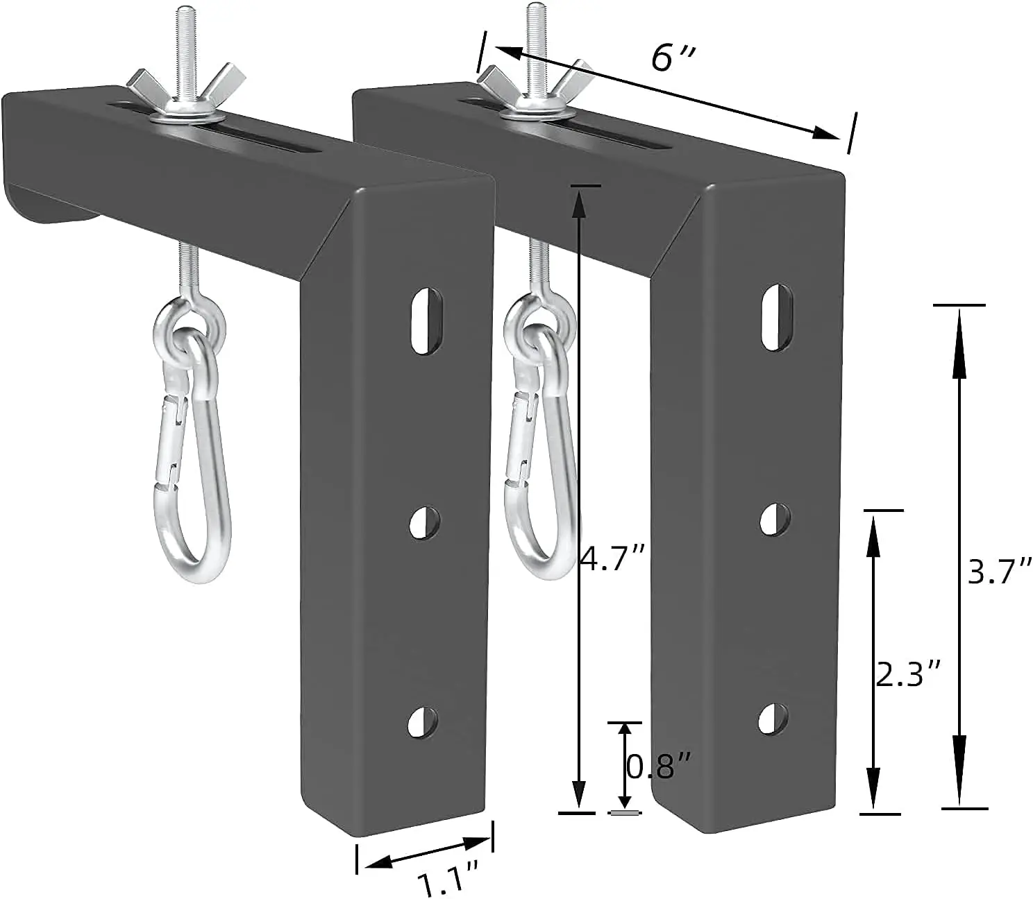 Black Universal Projector Screen L-Bracket Wall Hanging Mount  Adjustable Extension with Hook Manual for Wall or Ceiling Mount