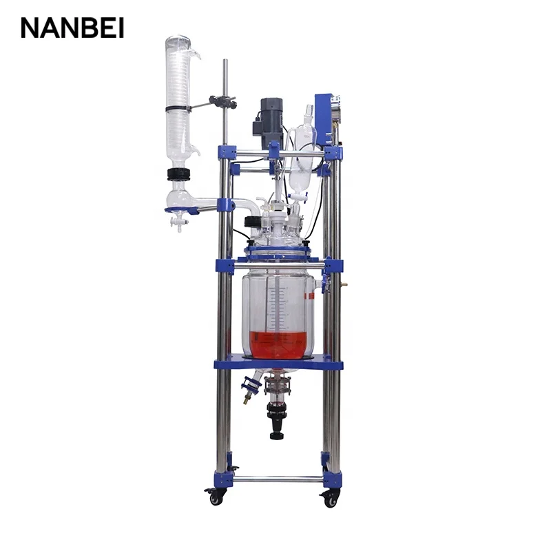 10L Multi-Function Lab Chemical Double Agitated  Layer Glass Reactor