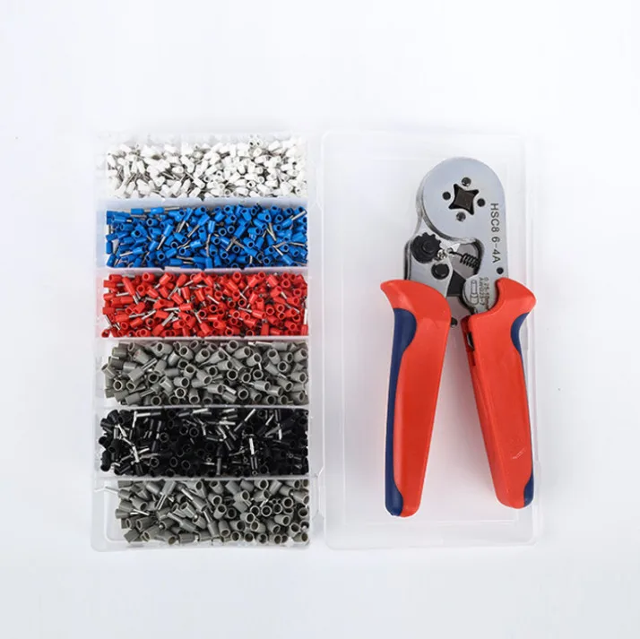 HSC 8 6-4 A Terminal Crimping Pliers For Cable Wire End Sleeves Ferrules With 1500 PC Crimp Tubular Terminal  Block