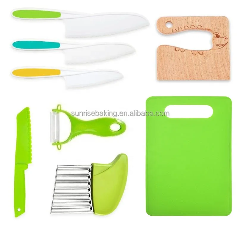 8Pcs Children Montessori Kitchen Tools Toddler Knives Set For Kids Preschool Class Home Daily Cooking Ability Training