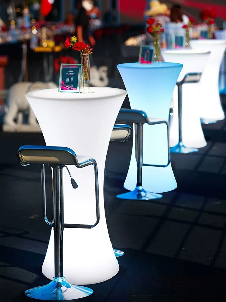 LED bar Furniture Sets Party Tables for Nightclub Event Banquet Portable bar Stools16color Glowing Cocktail Table
