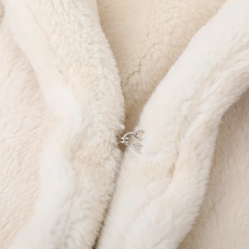 Women Short Denim Jeans Faux Shearling Fur Lined Parkas Lamb Fur Suede Collar Denim Winter Jacket Coat Lady