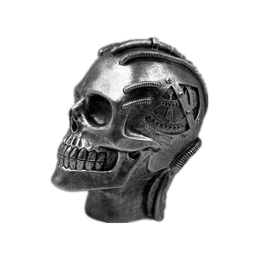 resin headset earphones headphone holder modern steampunk home decor skull head bust statue sculpture