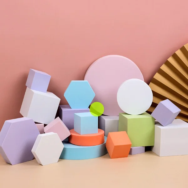 Yiscaxia 8 in 1 Different Sizes geometric cube photo props set Color Photography Photo Background for products photoshoot