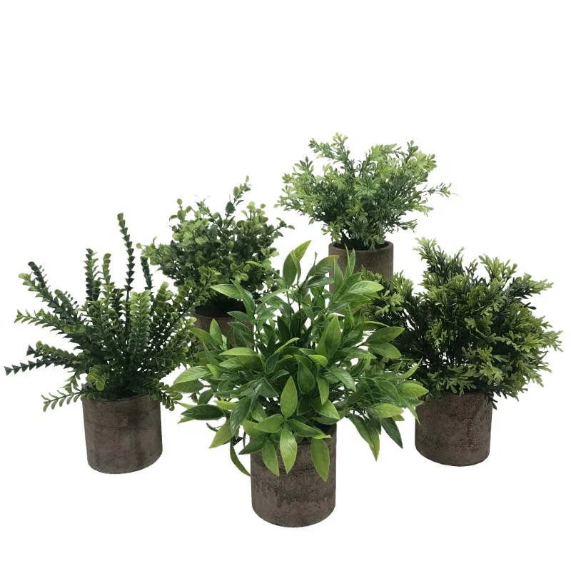 Artificial Plants Potted Mini Potted Artificial Eucalyptus Plants Plastic Greenery Faux Plants in Pots for Indoor Decor