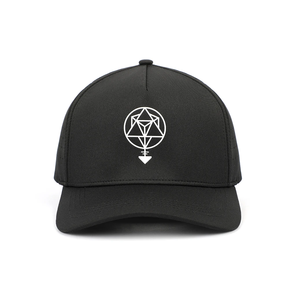 Customized High Quality 5 Panel Black Structured PVC Logo Perforated Laser Hole Drilled Waterproof Sport Baseball Caps Hat