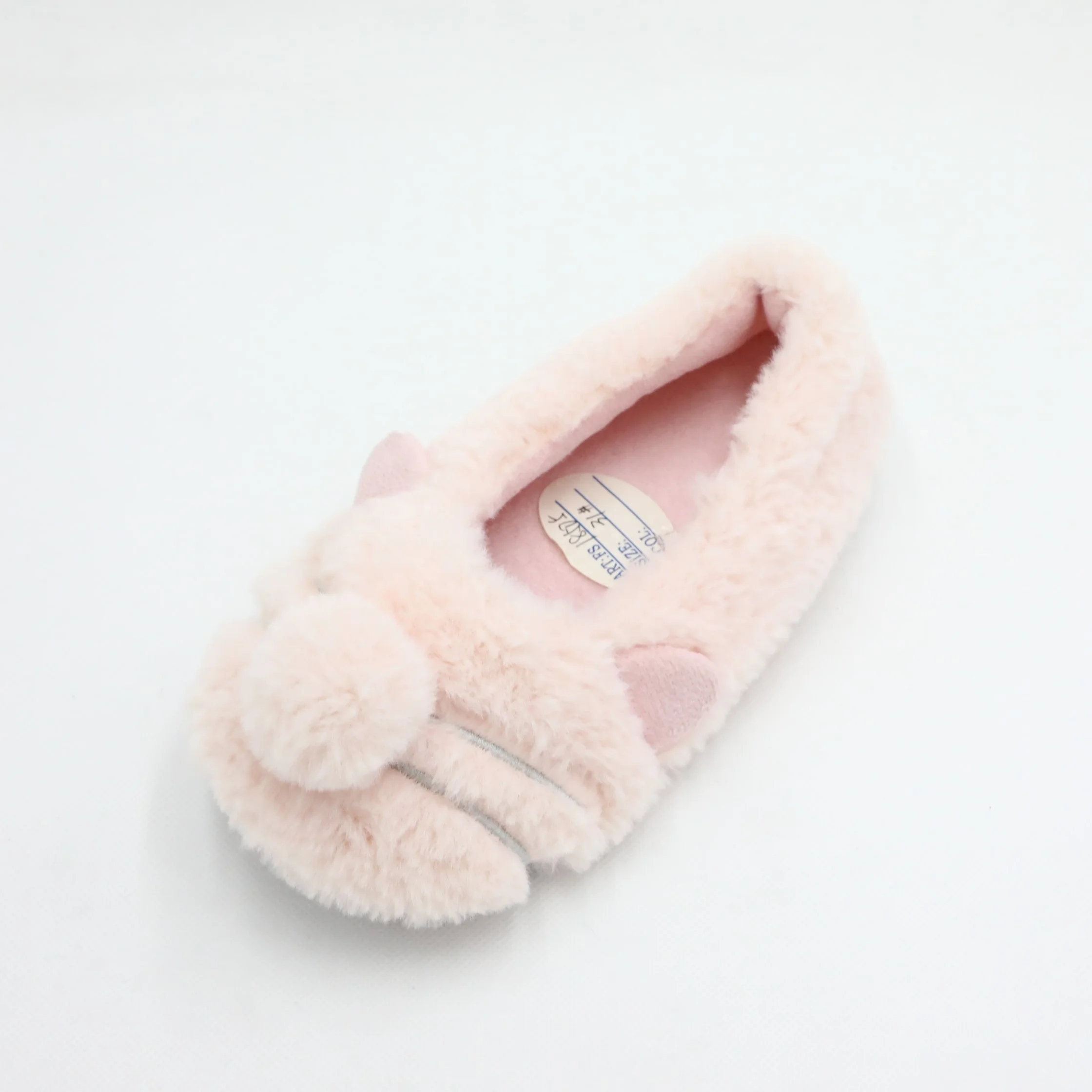 
pompon fluffy indoor slippers plush pink girls ballerina shoes 