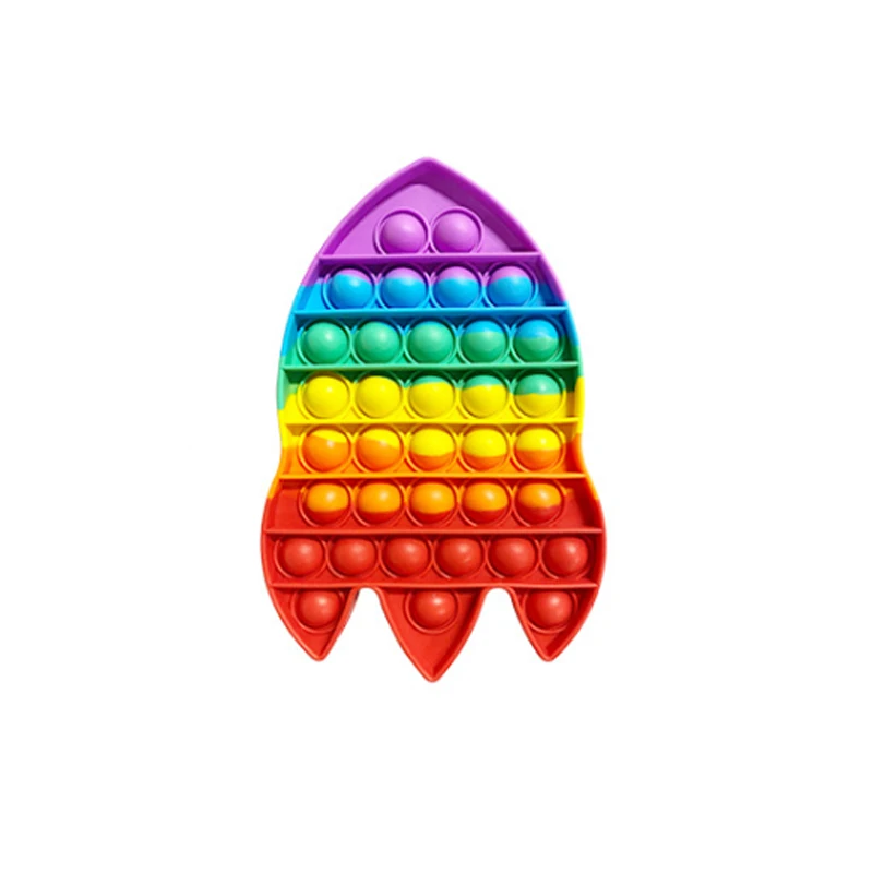 Popit Fidget Toy Thin Round Rainbow Children Sensory 2022 Silicone Push Bubble Popit Fidget Toy