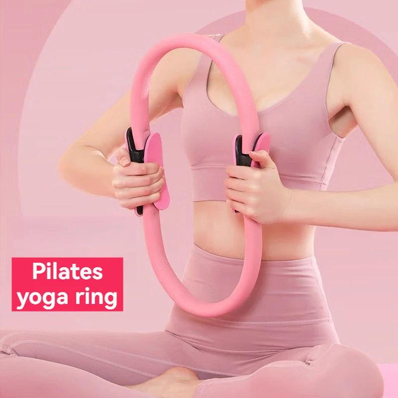 Adjustable factory wholesale new high quality gym pilates yoga training magic circle ring with soft eva double handle