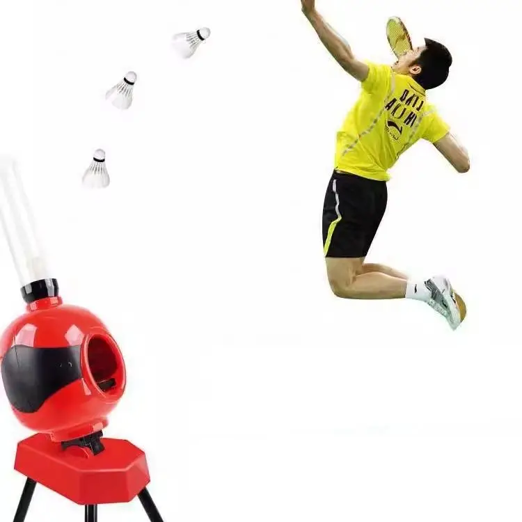 New Short Triangle Bracket Automatic Launcher Sport Toys Training Badminton Ball Machine With Adapter Can Hold 50 Badmintons