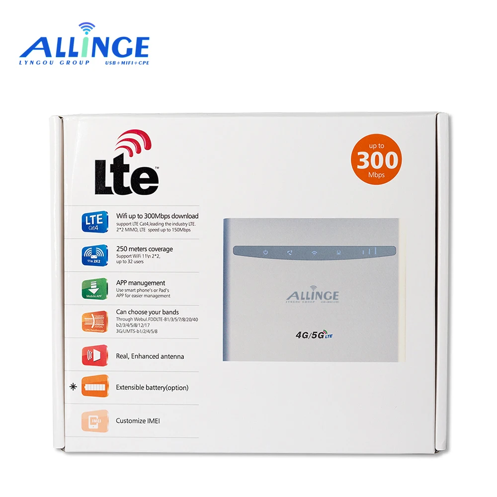  Беспроводной Wi-Fi роутер ALLINGE MDZ006 4G 300 Мбит/с LTE CPE WIFI модем со слотом для Sim-карты B310 B315 B593