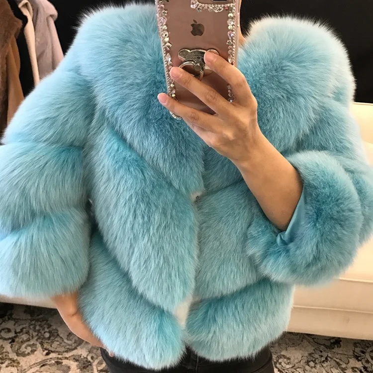 Fur Jacket Wholesale 100% Fox Fur Coat Women Winter Warm Fur Jacket For Ladies