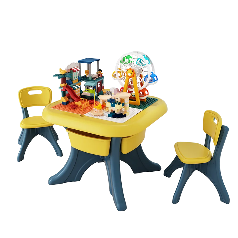 Children Furniture Set Plastic Playing Kids Building Table with Storage