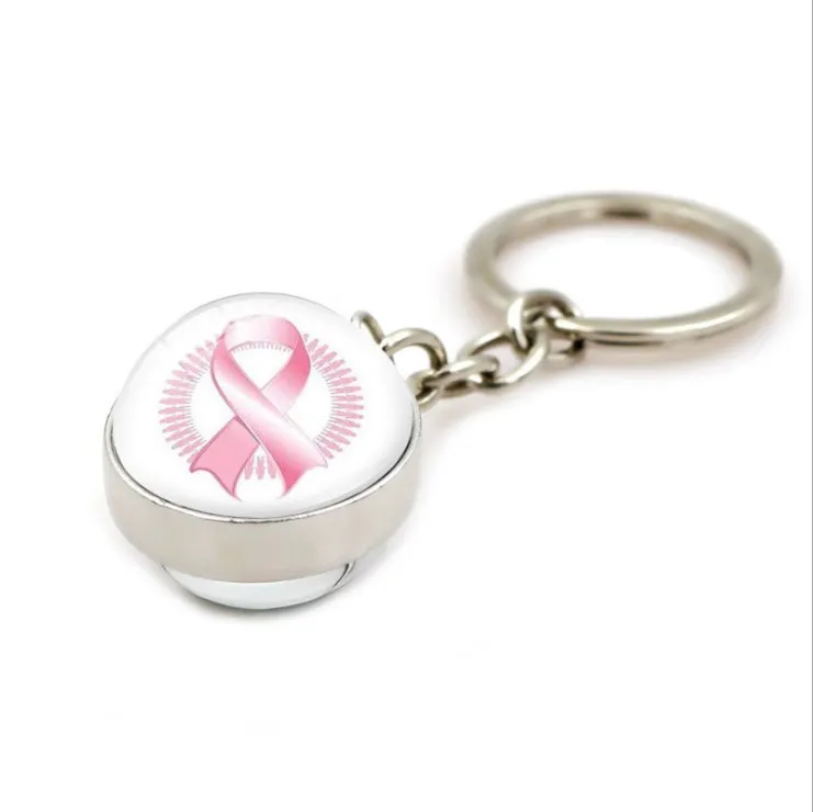 Изготовленный на заказ образец брелок для ключей в виде рака молочной железы с мягким именем и эпоксидной красной лентой