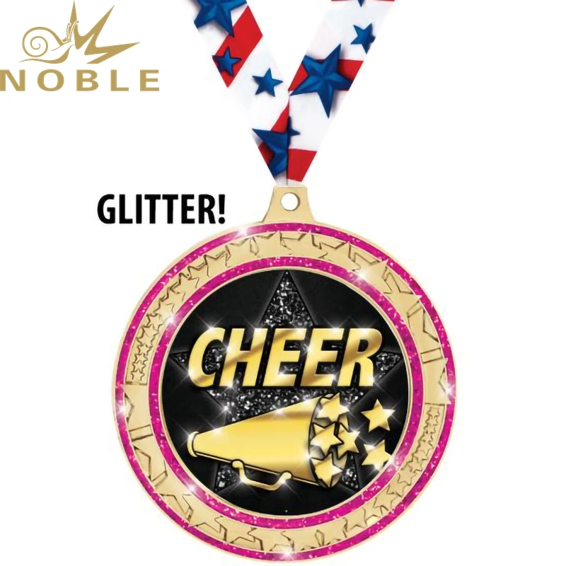 Factory Manufacturer Custom Gold Glitter Cheerleading Metal Medals for Women