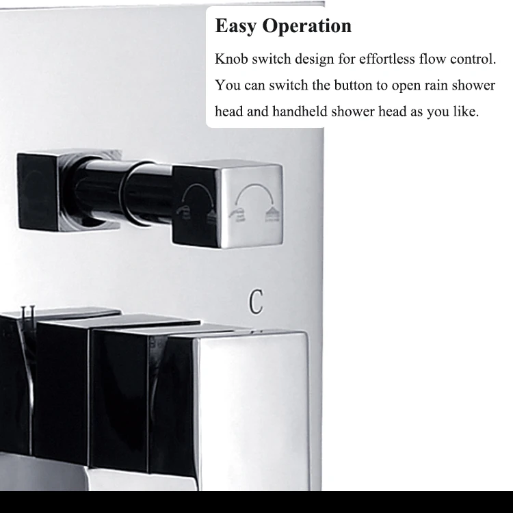 Popular In wall Brass Shower Faucet Body Valve Concealed Square Bath Shower Mixer 2 way Diverter embedded shower body