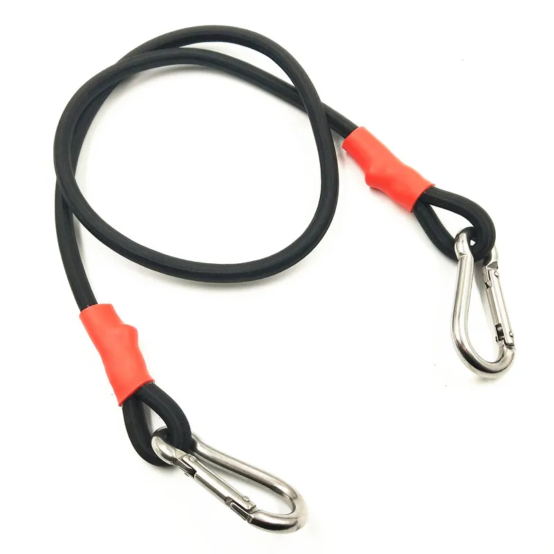 10mm 12mm Heavy Duty Round Polyester Shock Bungee Cord With Carabiner Hook