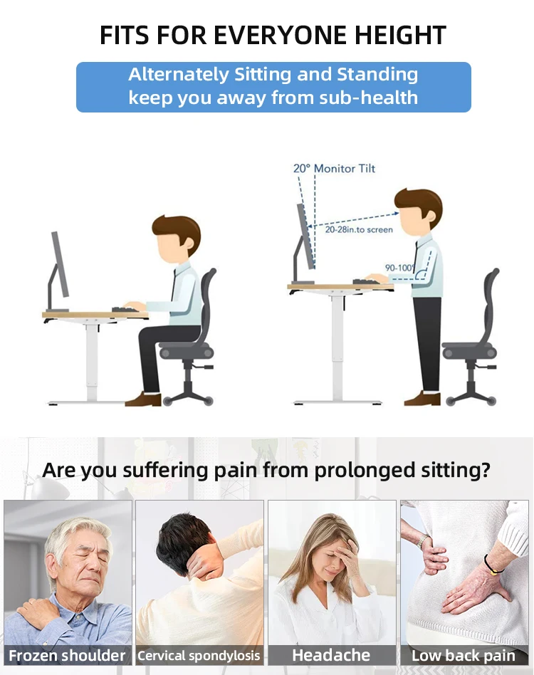 Height adjustable metal frame sit stand desk electric height adjustable desk standing