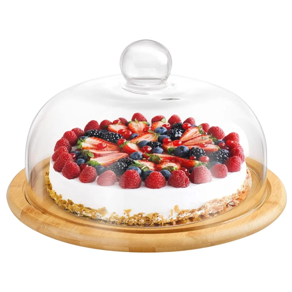 Wholesale High Quality Custom Different Size Glass Cake Cover Lid For Freshness And Display Cake Glass Dome Cover With Home Use
