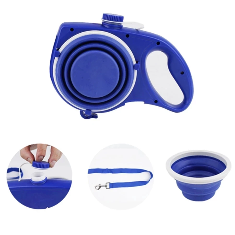 Durable Retractable Nylon Dog Leash With Kettle Bowl Extend Portable Pet