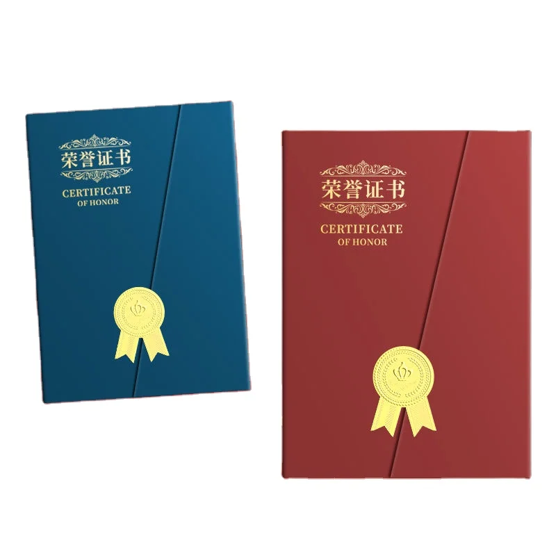 Custom Foil Stamp Paper Diploma Folder A4 File A5  Holder  Hardcover   Graduation  Hot Selling  Holder File Certificate Cover