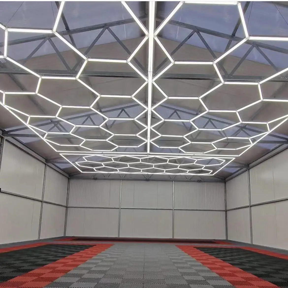2024 New style Manufacturer Supply High Lightness Car Detailing LED Garage Hexagon Ceiling Working For Shop