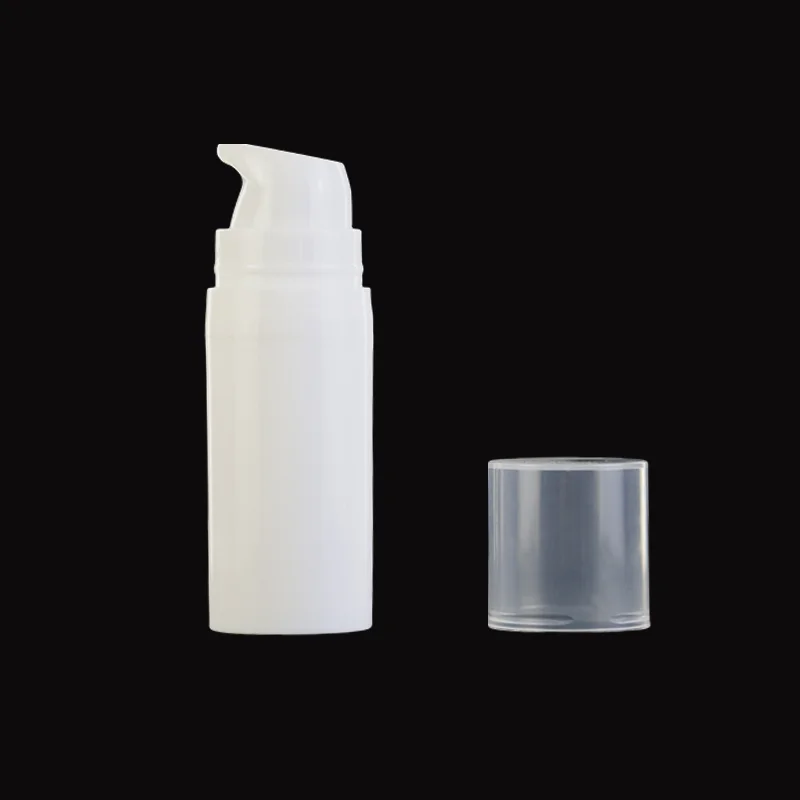Small 5ml 10ml 15ml White Round Cosmetic Liquid Foundation Airless Vacuum Lotion Pump Plastic Lotion Bottle