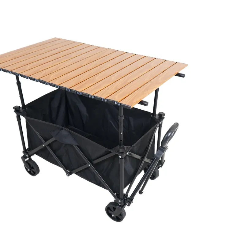 Portable and Compact Roll Up Lightweight Adjustable Height Metal Steel Foldable Camp Table Folding Table For Folding Wagon