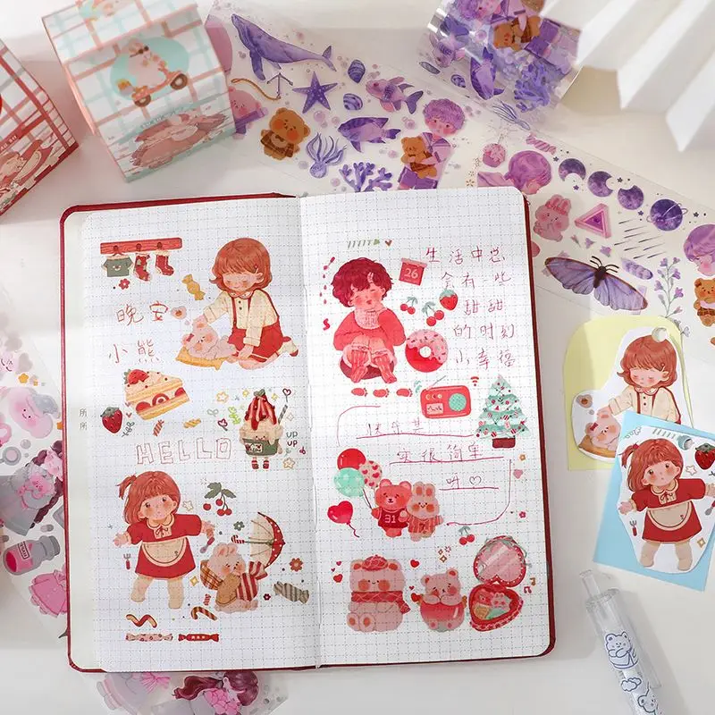 New Cartoon creative doll milk carton  washi tape small fresh hand account material DIY decoration and paper stickers