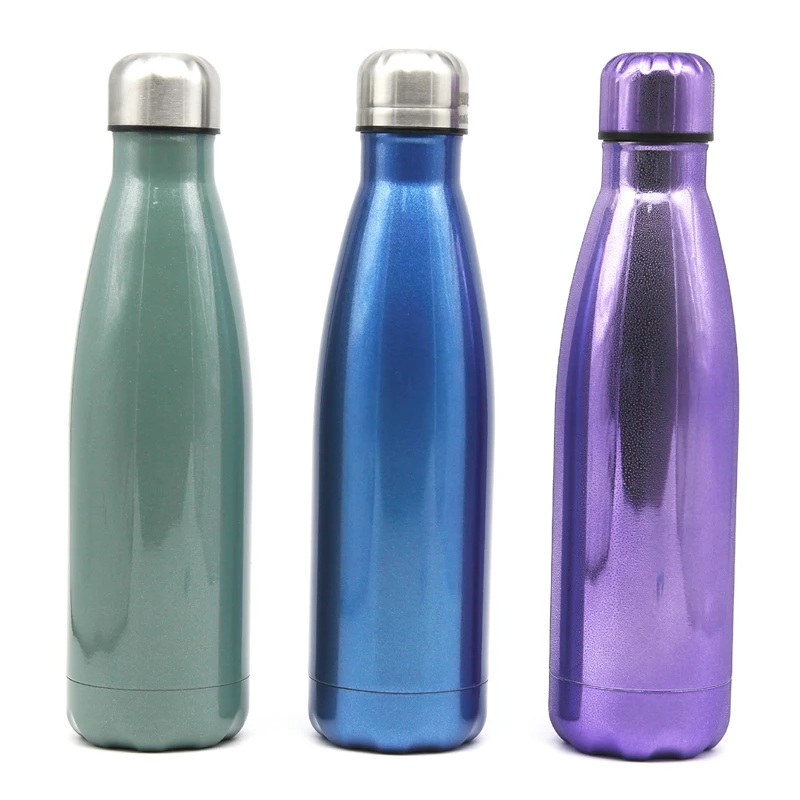 
Promotion Cola Shaped Yoga Parts Vacuum Flask Clear Water Bottle With Customized Glitter Printing 
