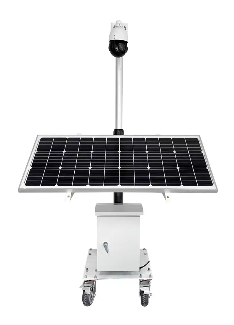 Lumind Solar CCTV Camera Security Trailer Mobile Solar Monitoring Road Maintenance Remote Adjustable Construction Tower Light